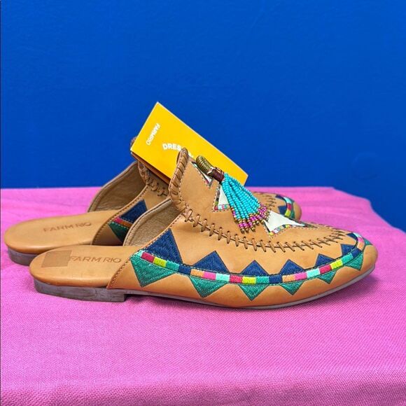 FARM Rio Tan and Blue Moccasins with Leather and Cushioned Sole - Picture 3 of 9